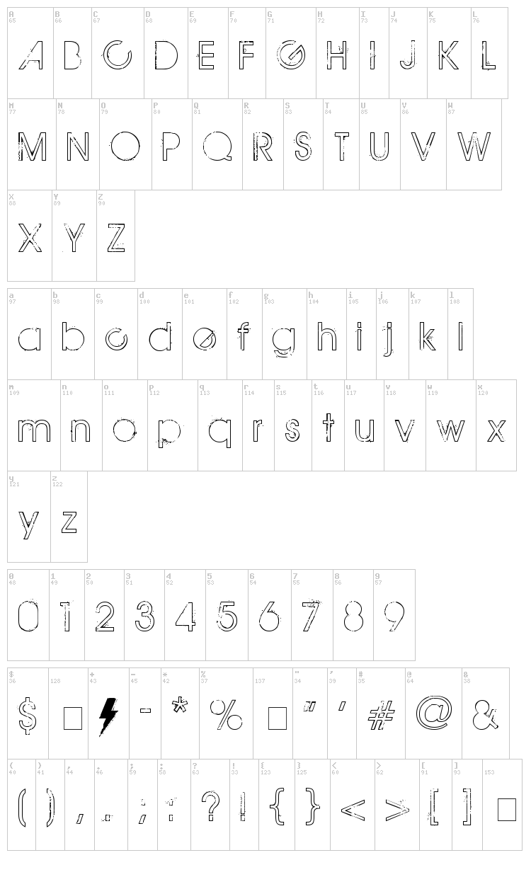 The Maple Origins font map